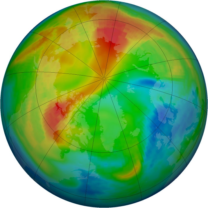 Arctic ozone map for 13 February 1993
